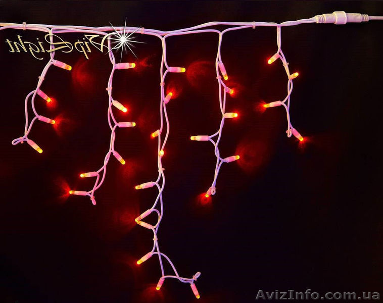 Светодиодная бахрома 3х0.6м на белом проводе красный - <ro>Изображение</ro><ru>Изображение</ru> #1, <ru>Объявление</ru> #1493572